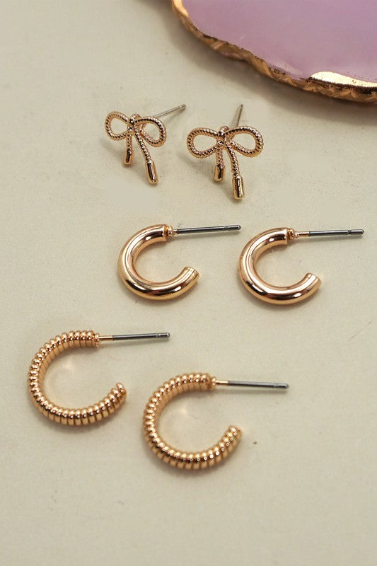 Bayler Bow Hoop Earring Trio