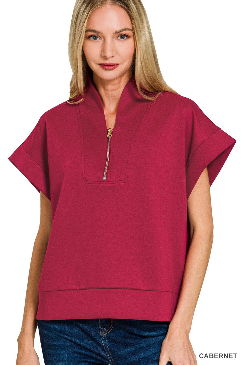 Melody Zip Pullover Cabernet Top