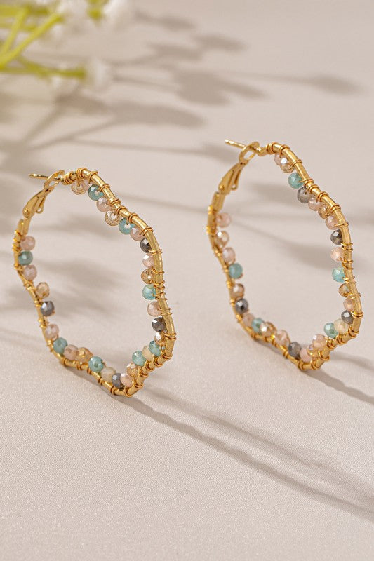 Baxter Wavy Bead Hoop Earrings