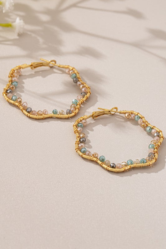 Baxter Wavy Bead Hoop Earrings
