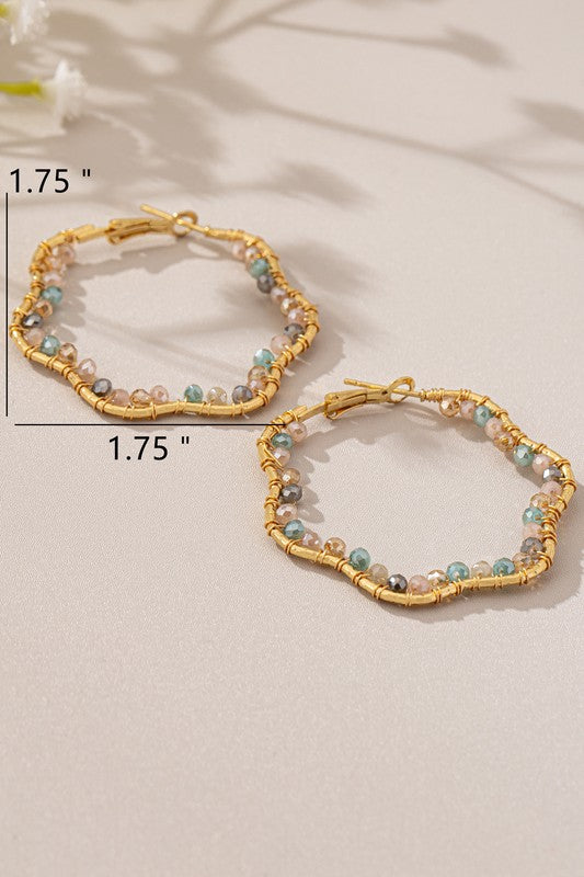 Baxter Wavy Bead Hoop Earrings
