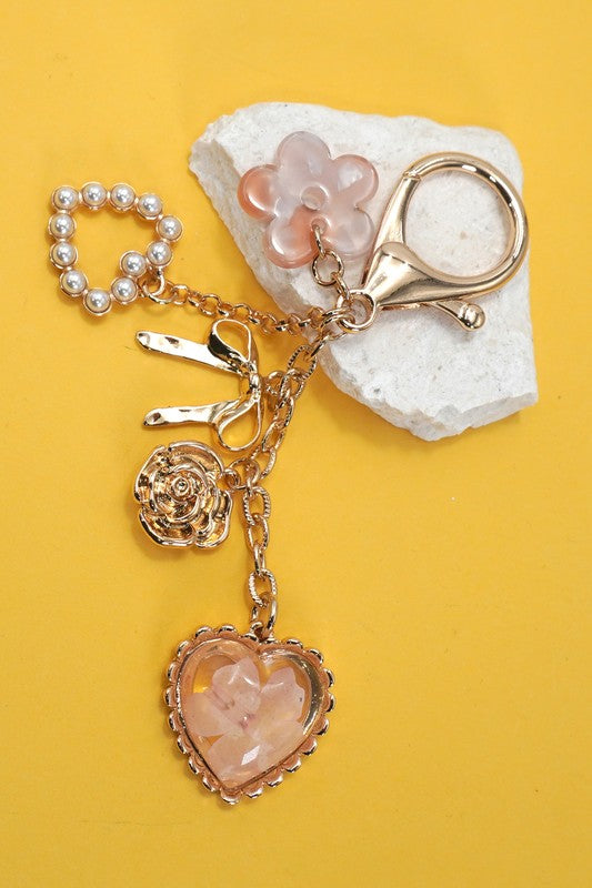 Harly Heart Flower Bag Charm