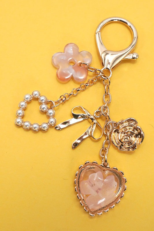 Harly Heart Flower Bag Charm