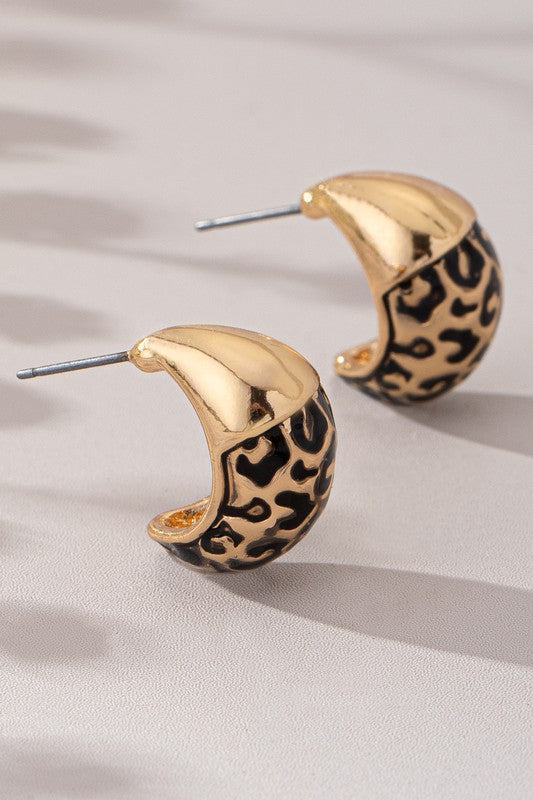 Edwardo Animal Print Huggie Earrings