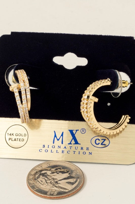 Amos Gold Rhinestone Nailhead Hoop Earrings