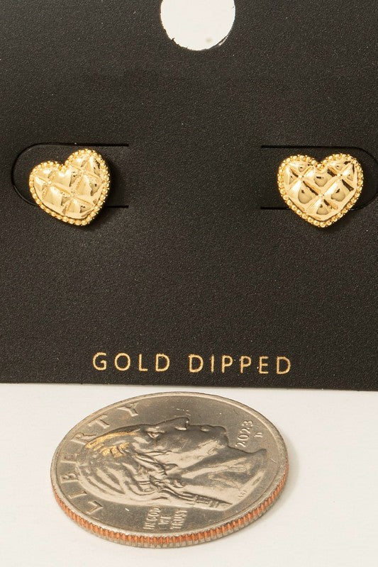 Allison Quilted Mini Heart Earrings