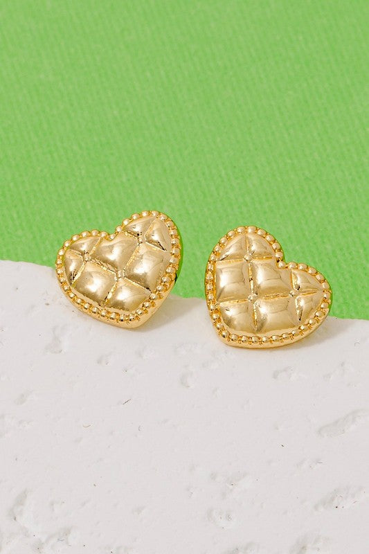 Allison Quilted Mini Heart Earrings