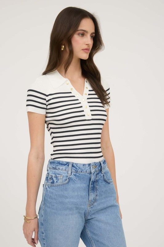 Edgar Stripe Snap Top