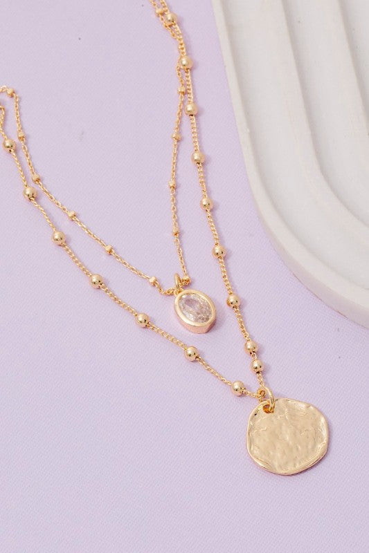 Coin and Oval Layer Necklace
