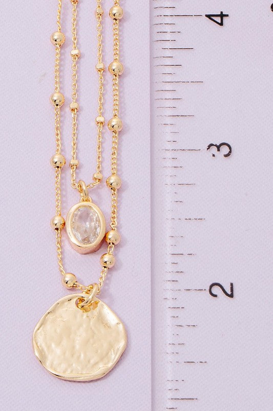 Coin and Oval Layer Necklace