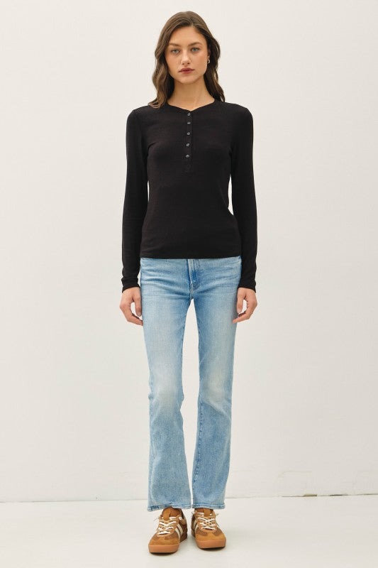 Harvey Black Henley Top
