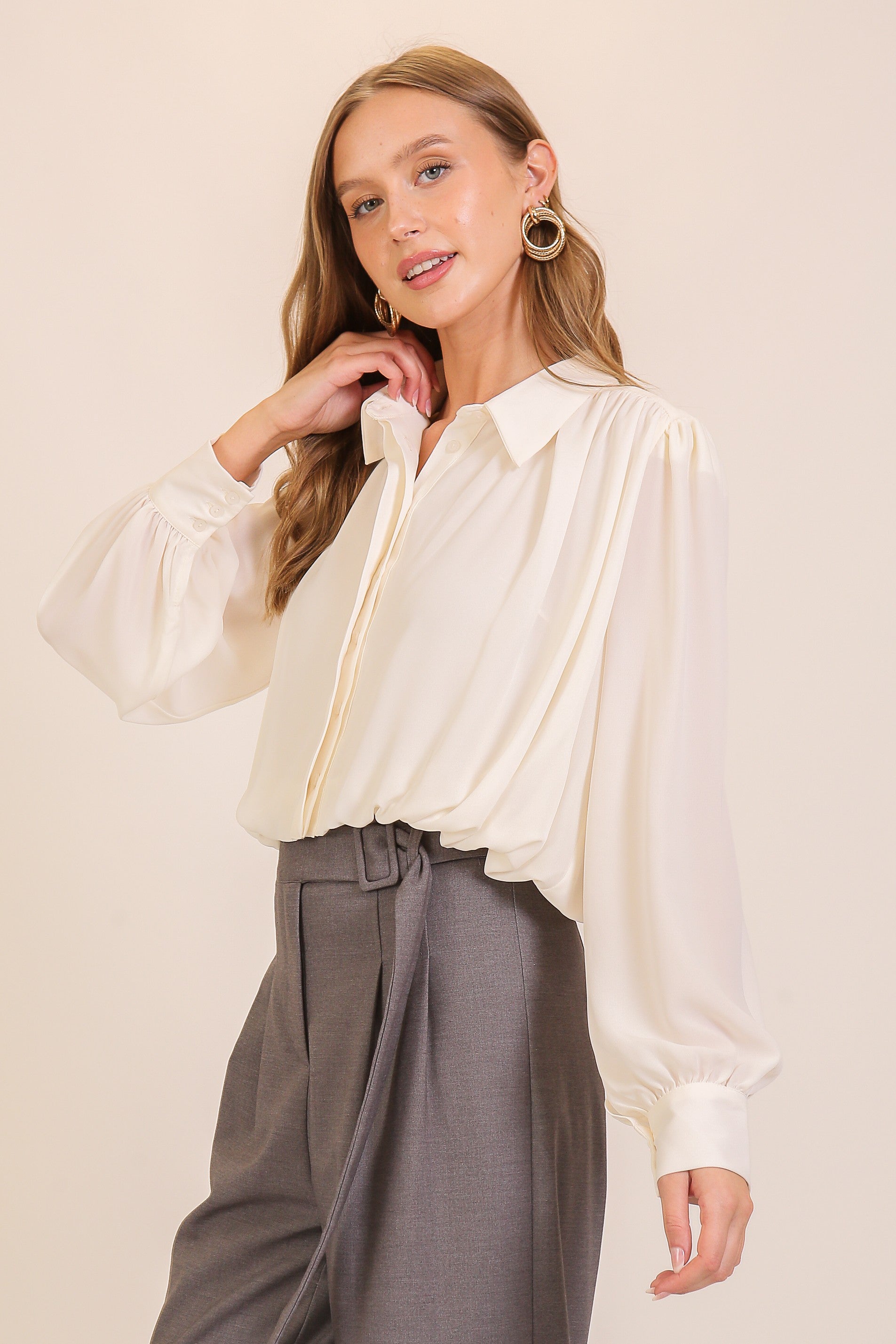Lilliana Balloon Hem Blouse