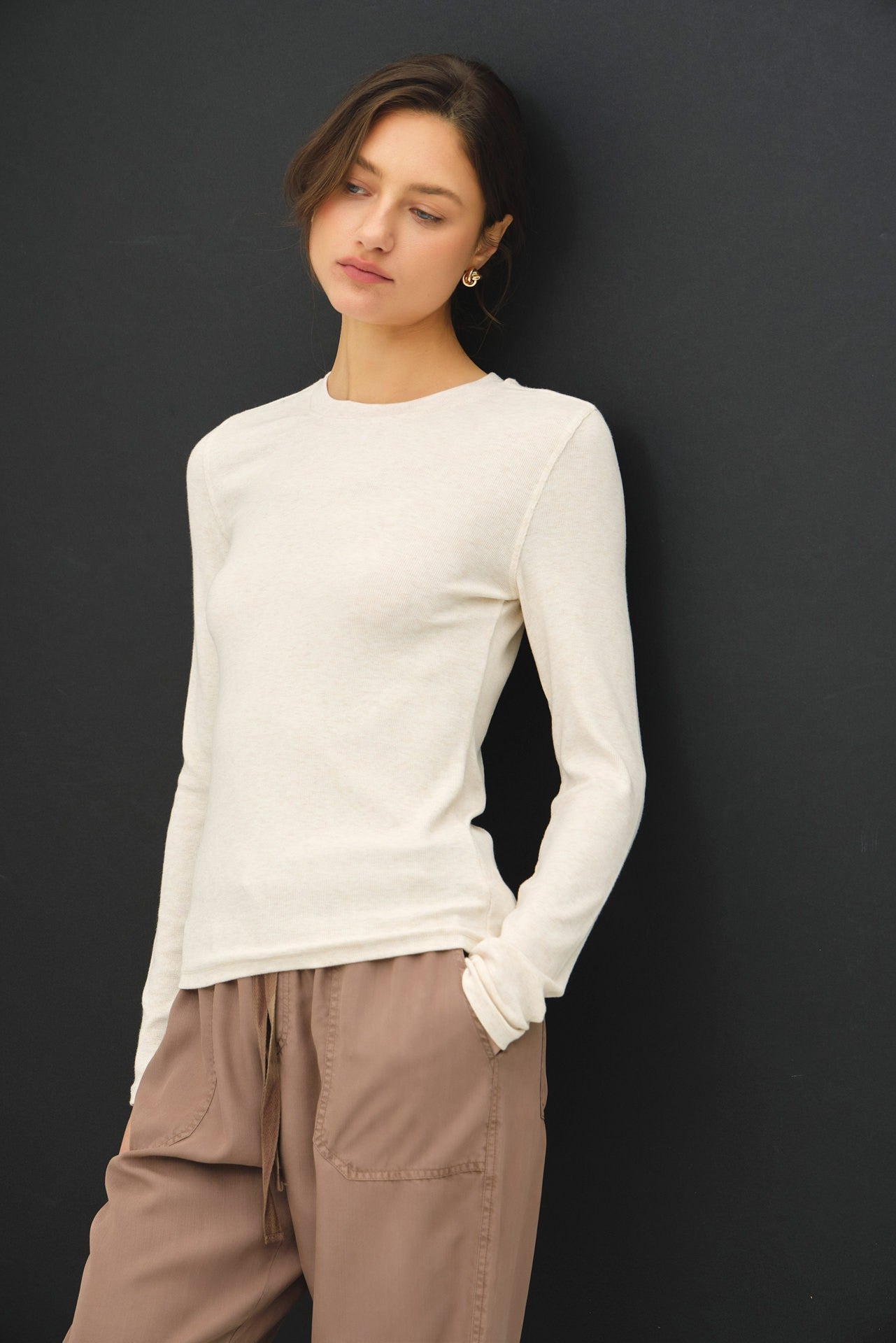 Nixon Ribbed Classic Crew Neck Top