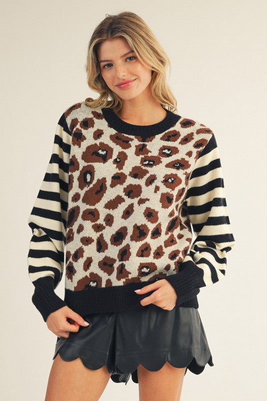 Bretta Mixed Animal Print Sweater
