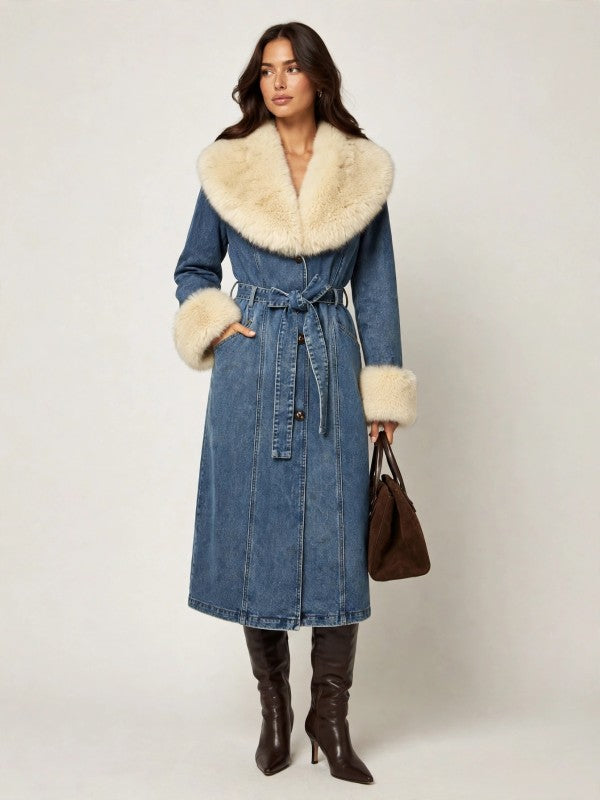 Aspen Denim Fur Coat