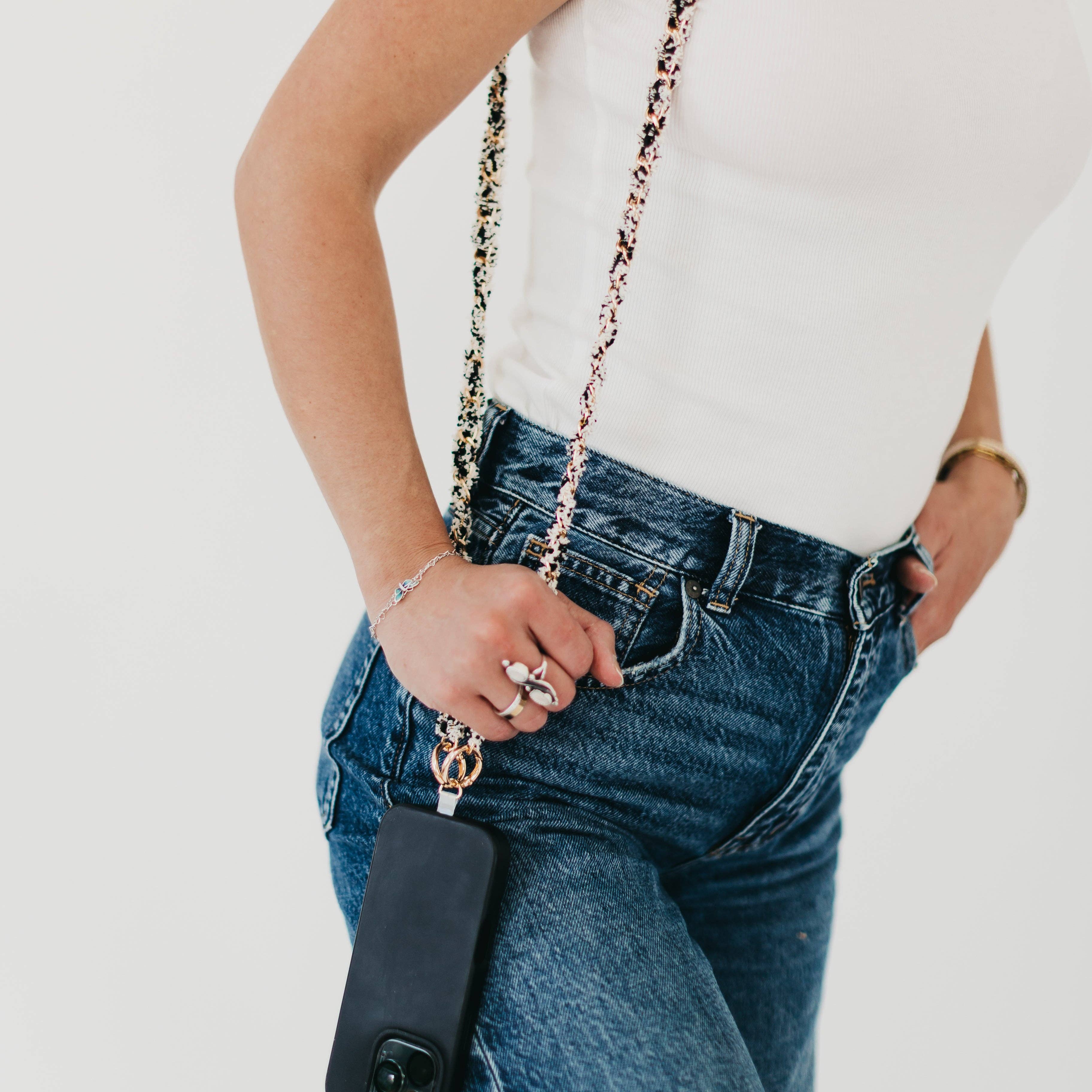 Sealy Tweed Phone Holder Crossbody Strap