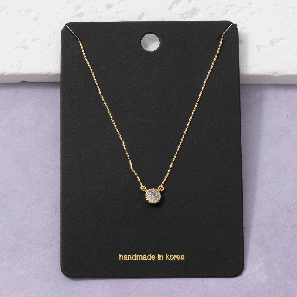 Smithe Dainty Chain Round Cz Halo Solitaire Pendant Necklace