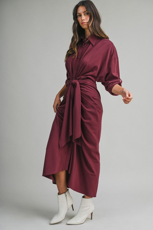 Becker Ruched Long Sleeve Midi Dress