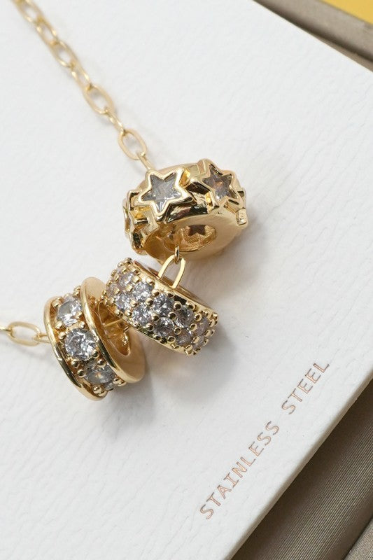 Stars Triple Barrel Necklace