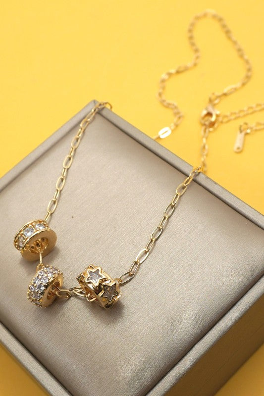 Stars Triple Barrel Necklace