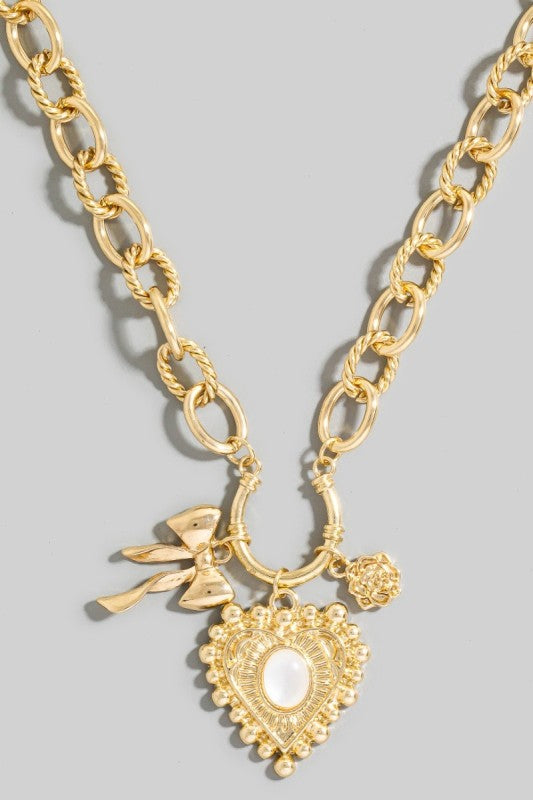 Pia Heart Bow Necklace