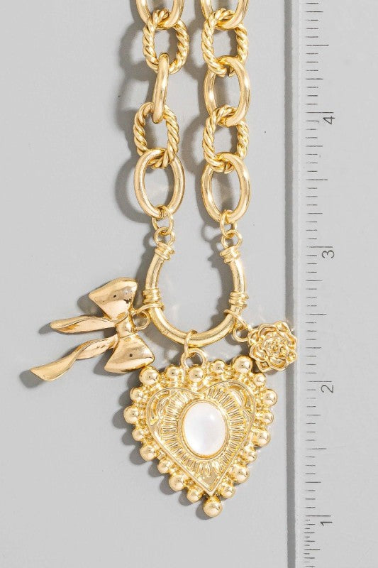 Pia Heart Bow Necklace
