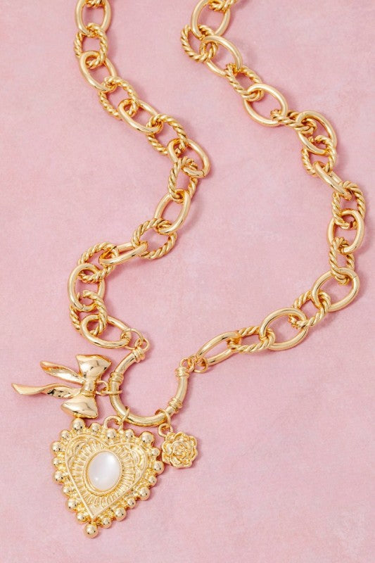 Pia Heart Bow Necklace