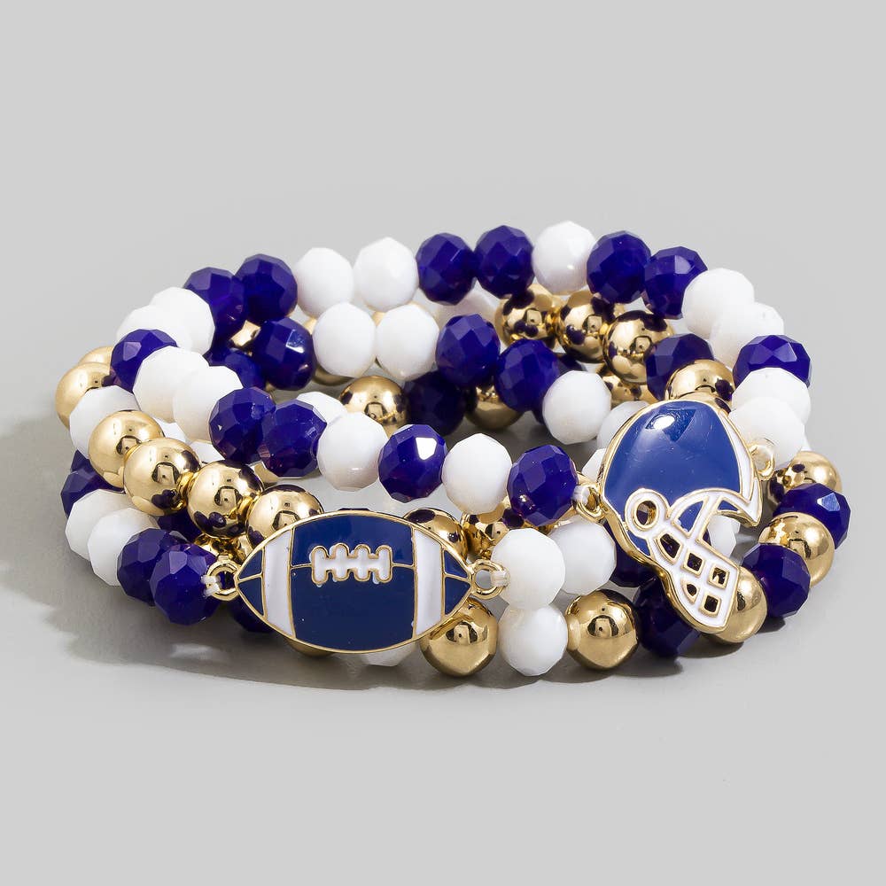 Smenton Enamel Football Charm Crystal Bead Bracelet