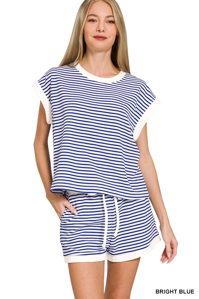 Haeven Stripe Top and Shorts Set