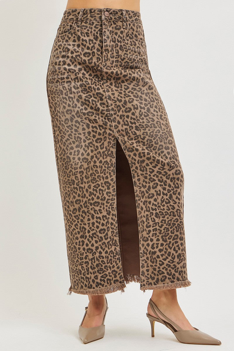 Risen Penelope Leopard Midi Skirt