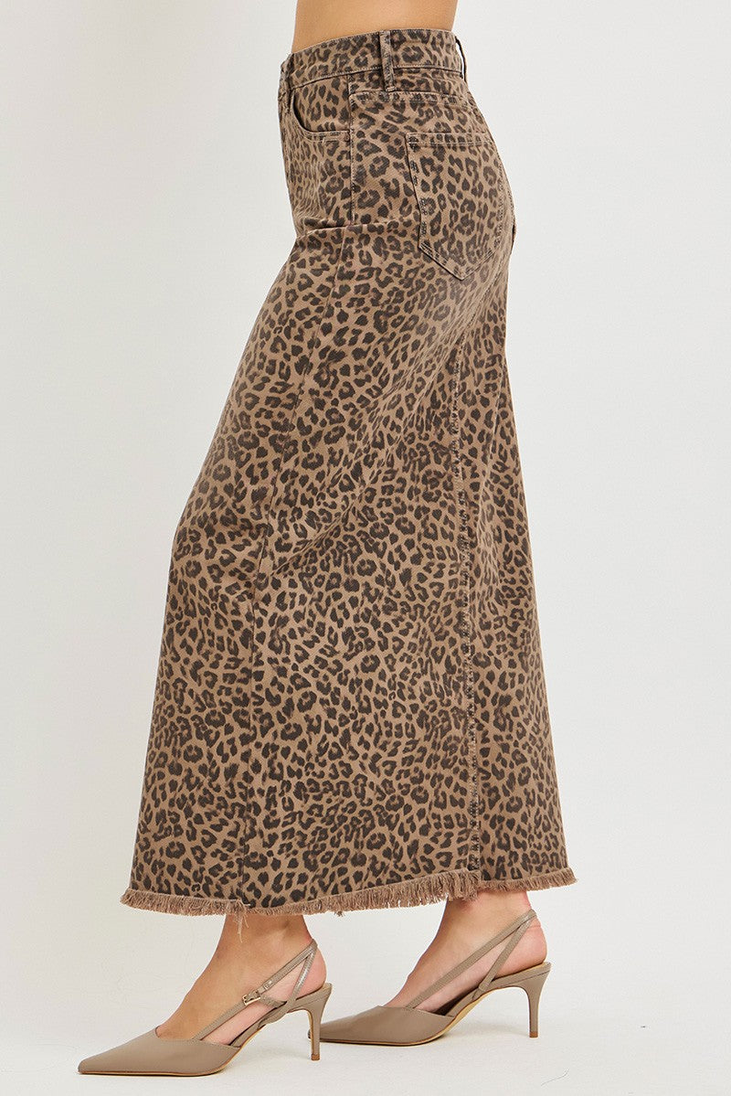Risen Penelope Leopard Midi Skirt