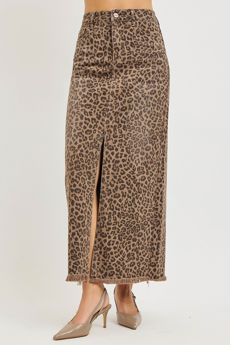 Risen Penelope Leopard Midi Skirt