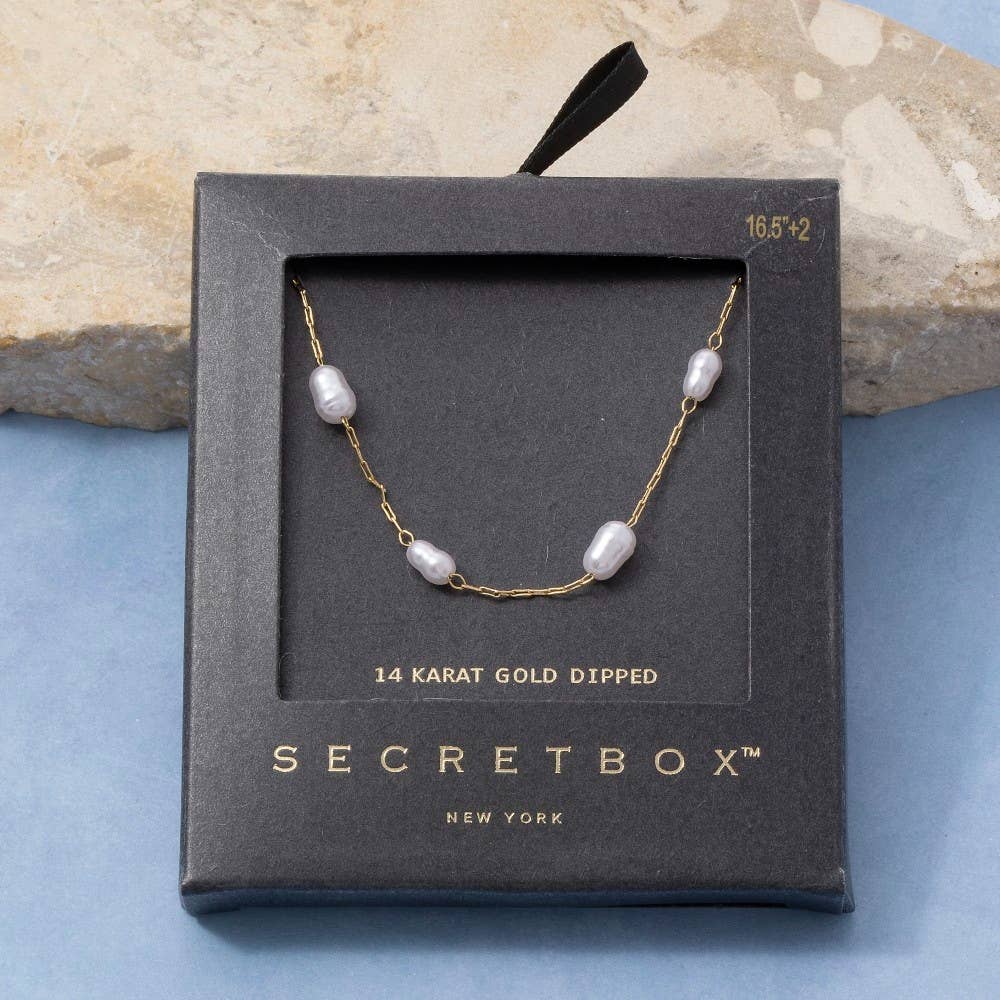 Aulei 14K Gold Dipped Pearl Paperclip Chain Necklace