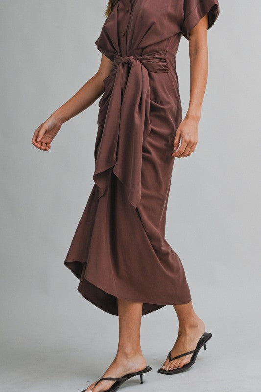 Baylor Tencel Ruched Midi Dress