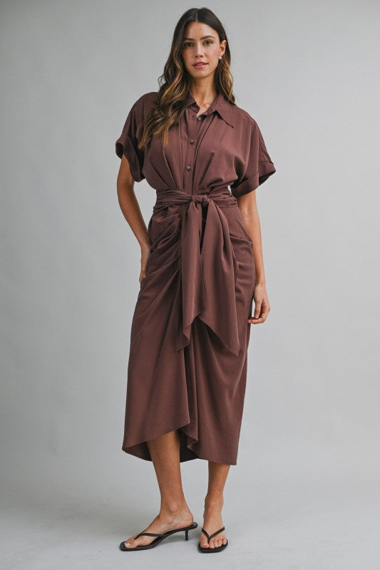 Baylor Tencel Ruched Midi Dress