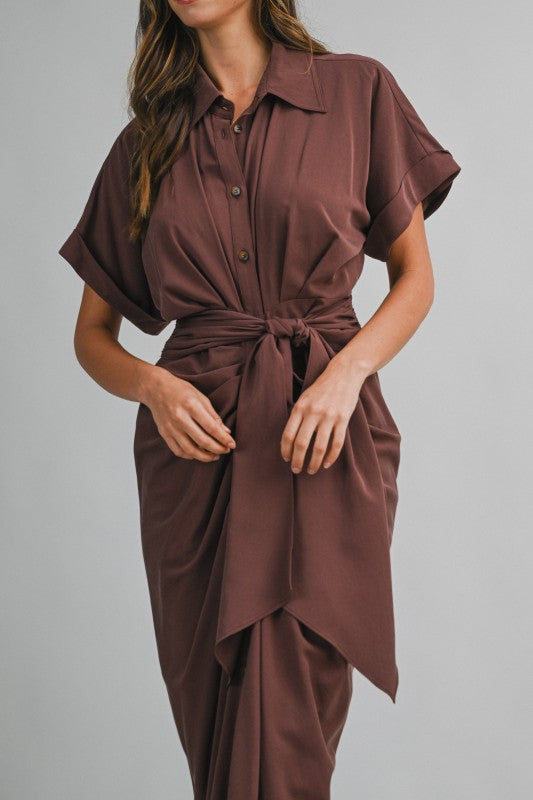 Baylor Tencel Ruched Midi Dress