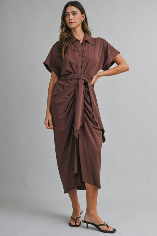 Baylor Tencel Ruched Midi Dress