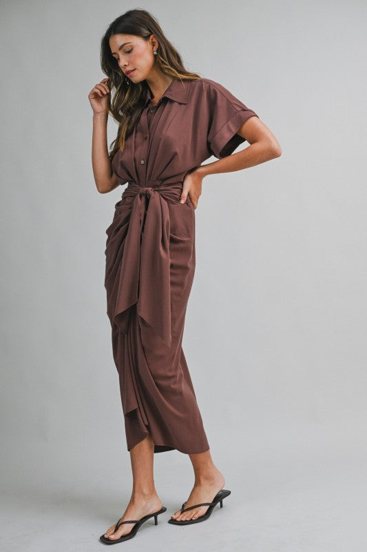 Baylor Tencel Ruched Midi Dress