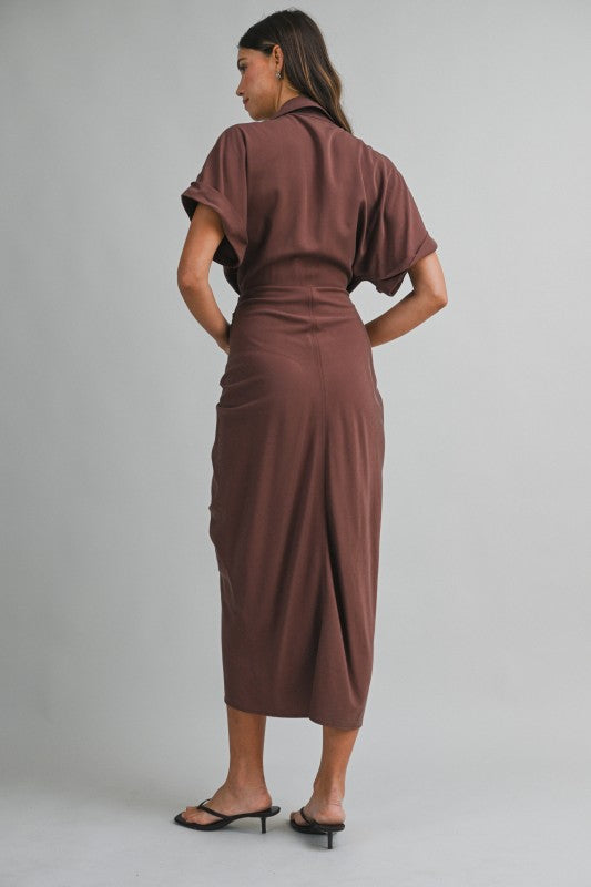 Baylor Tencel Ruched Midi Dress