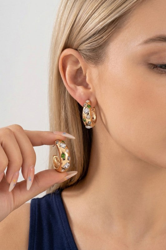 Burris Gem Stone Hoop Earrings
