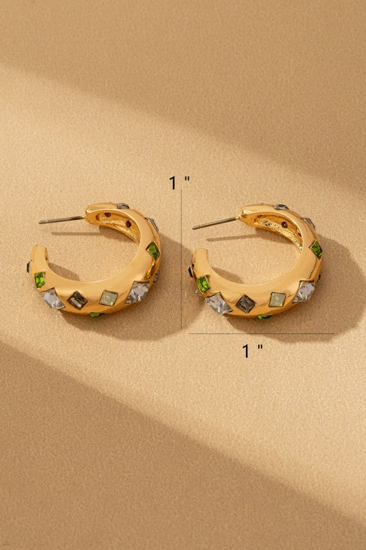 Burris Gem Stone Hoop Earrings