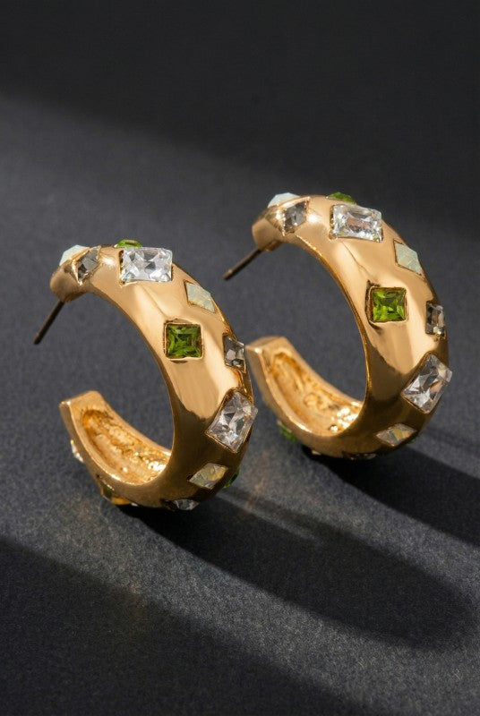 Burris Gem Stone Hoop Earrings