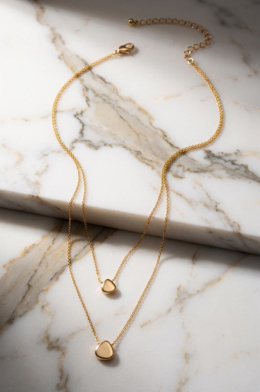 Binnie Pebble Pendant Layer Necklace (2 Colors!)