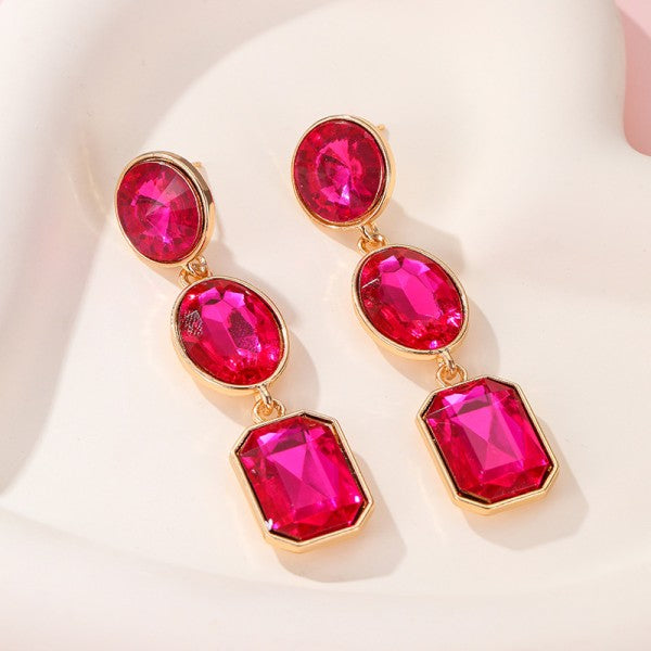 Hillary Triple Drop Rhinestone Earrings (2 Colors!)