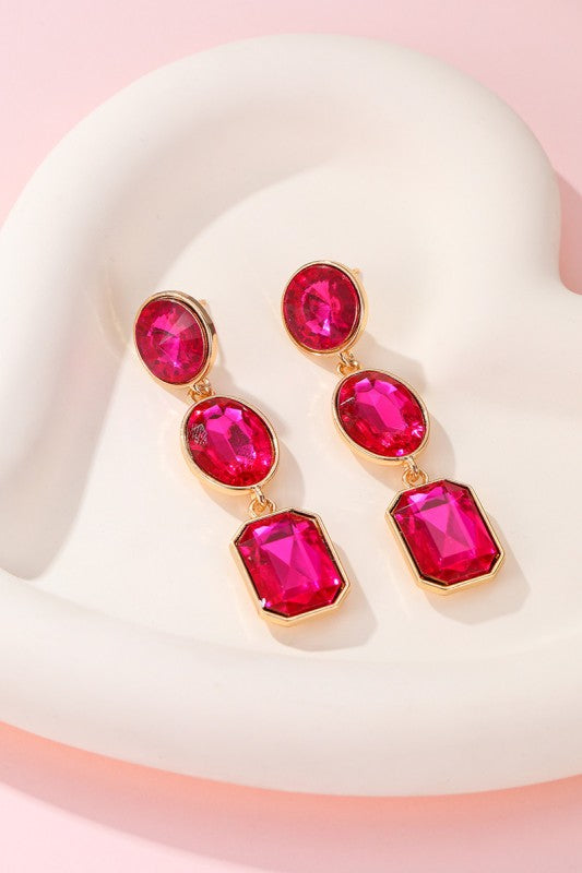 Hillary Triple Drop Rhinestone Earrings (2 Colors!)