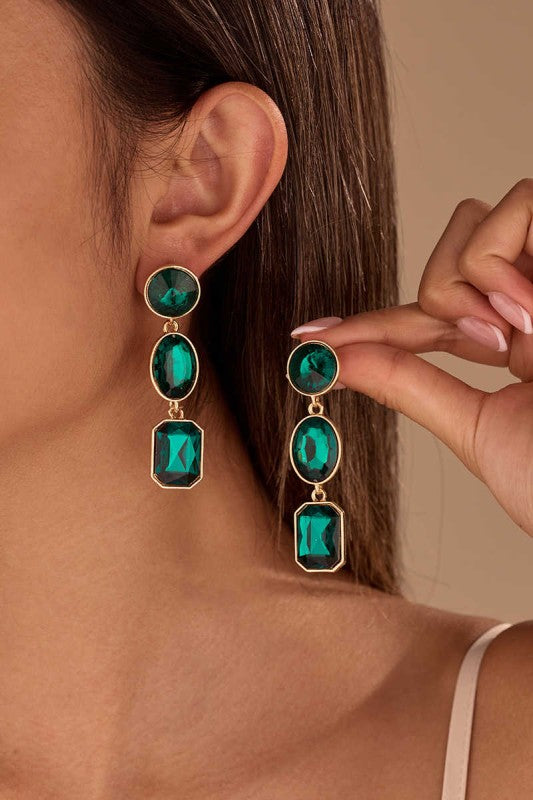 Hillary Triple Drop Rhinestone Earrings (2 Colors!)