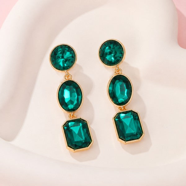 Hillary Triple Drop Rhinestone Earrings (2 Colors!)