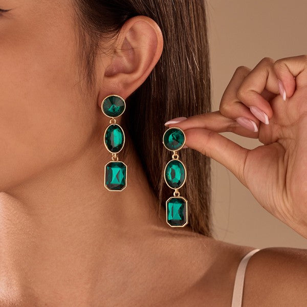 Hillary Triple Drop Rhinestone Earrings (2 Colors!)