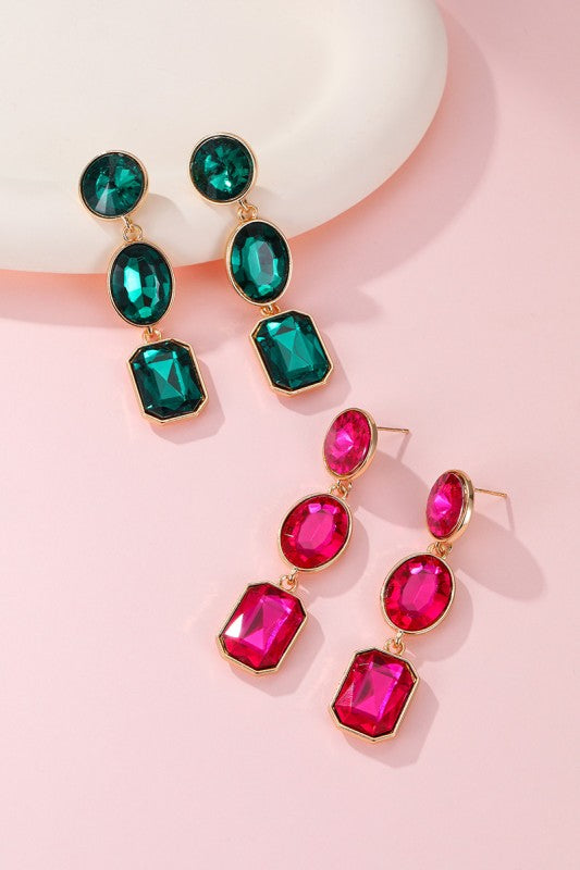 Hillary Triple Drop Rhinestone Earrings (2 Colors!)