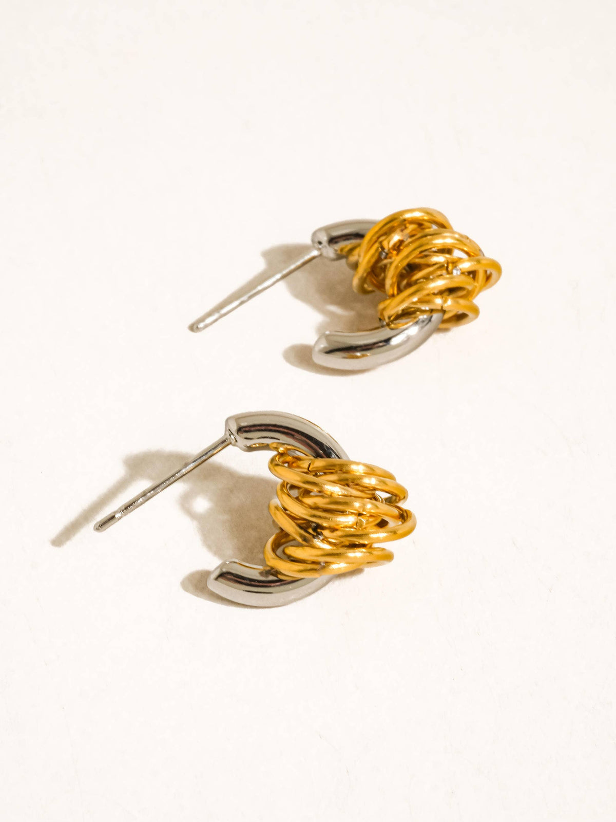 Flânerie by MAIQ Colmar 18K Gold Non-Tarnish Two-Tone Knot Stud Earrings
